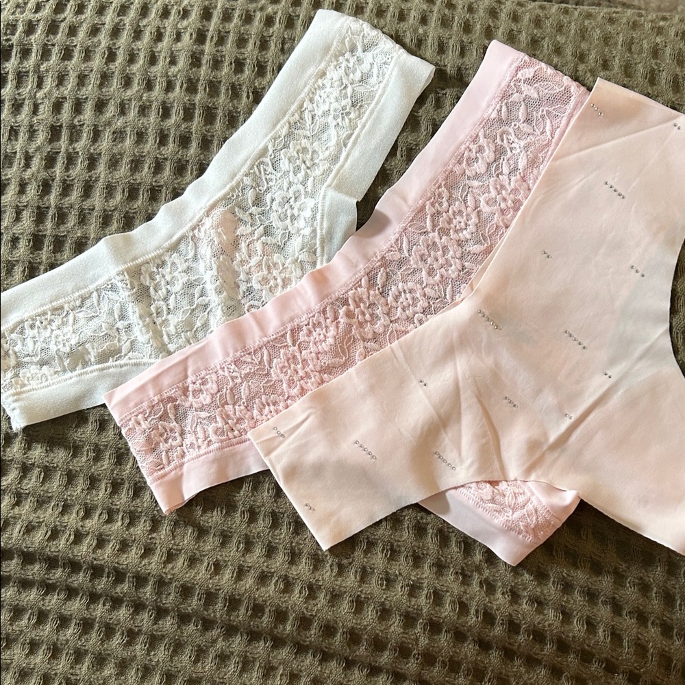 Victoria's Secret Lace Panties Set - White and Pink